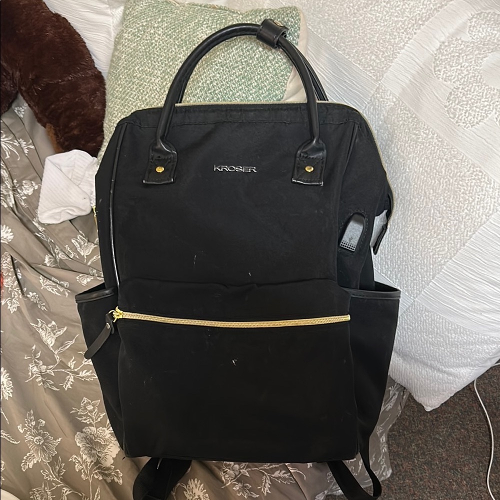 Kroser Black Backpack with Gold Accents